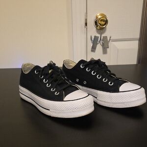 Converse Black and White Platform Low-Top Sneakers